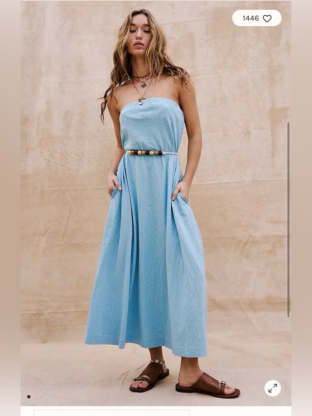 Free People Beach Strapless Light Blue Midi Dress